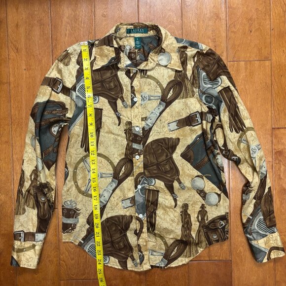Lauren Ralph Lauren Women Button Up Shirt Size S World Travel Aviator Old Money - Picture 10 of 13